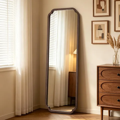 Miniatura 25 de WallBeyond Espejo de longitud completa para montar en la pared, 65 x 22 pulgadas, espejo de suelo con marco de madera rústica, espejo grande