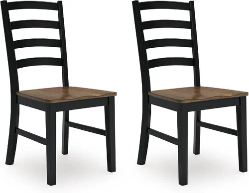 Diseño de autor por Ashley Wildenauer Silla de comedor sin brazos, juego de 2, diseño de respaldo en escalera, 19 pulgadas de ancho x 23.25 pulgadas