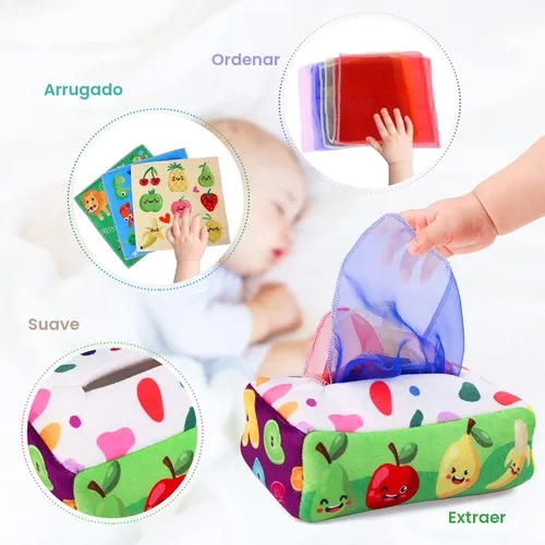 Miniatura 2 de YOGINGO Juguetes para bebés de 6 a 12 meses – Caja de pañuelos Montessori para bebés de 6 a 12 meses, suave relleno de alto contraste, juguetes
