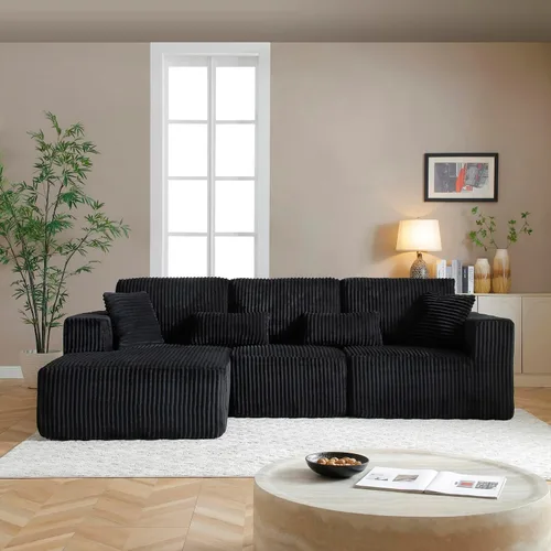 Miniatura 7 de Sofá seccional modular de 110", sofá seccional Cloud con asiento profundo, sofás tapizados sin huesos para sala de estar, sofá modular moderno