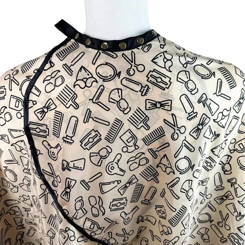 Miniatura 2 de Pelocapa Capa de peluquería para hombre, capa de peluquería con broches a presión, impermeable, profesional, diseñador, bata de capa - 63 x 56