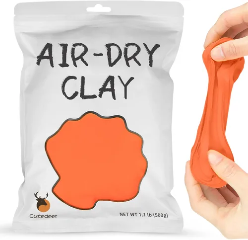 Cutedeer Arcilla de Secado al Aire Naranja, Arcilla de Modelado de Espuma de 1.1 lb, Moldeo Suave y Flexible para Niños y Adultos, Suministros de