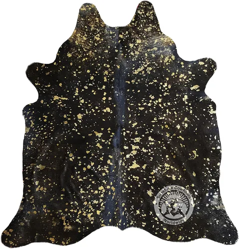 Miniatura 8 de Sunshine Cowhides Alfombra de piel de vaca 100% auténtica, color plateado metálico sobre blanco hueso, alfombra de estilo moderno de piel animal