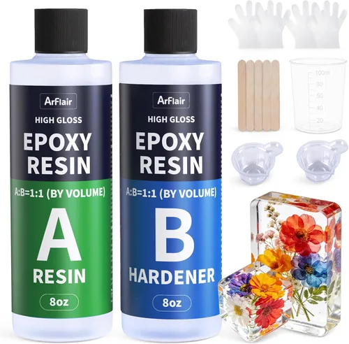 Miniatura 9 de Kit de Resina Epoxi de 1 Galón (0.5 Gal×2), Resina de Arte Cristalina Transparente, Fuerte Anti-Amarilleamiento Sin Burbujas 1:1 Fundición
