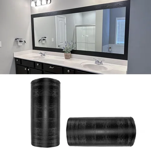 Miniatura 15 de YESUS Marco de papel tapiz 3D de grano de madera gris oscuro de 3.93 pies (32.8 ft), extraíble, PVC, impermeable, para despegar y pegar, adhesivo