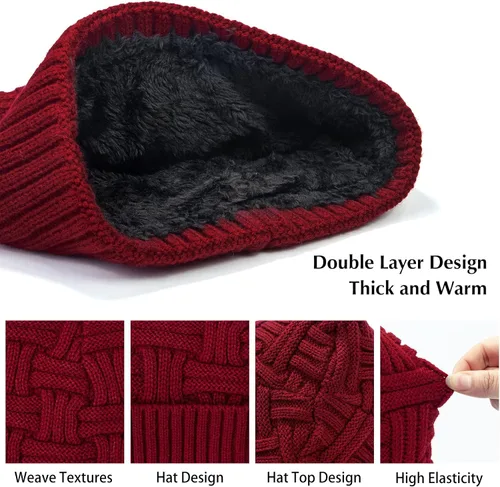 Miniatura 16 de Loritta Gorro de invierno cálido de punto grueso y holgado para hombre