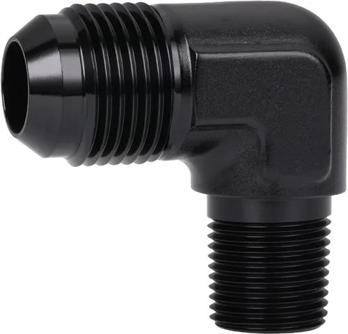 Miniatura 50 de 3AN macho Flare a 1/4 NPT tubo macho 90 grados codo adaptador unión aluminio negro
