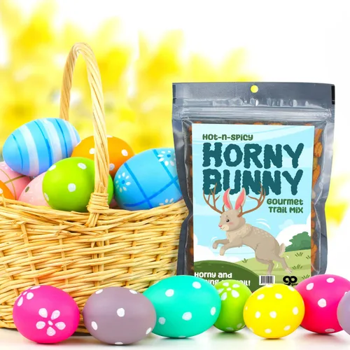 Miniatura 4 de Horny Bunny - Mezcla de aperitivos picantes, mezcla gourmet de frutos secos con varios aperitivos crujientes, divertido relleno de cesta de Pascua
