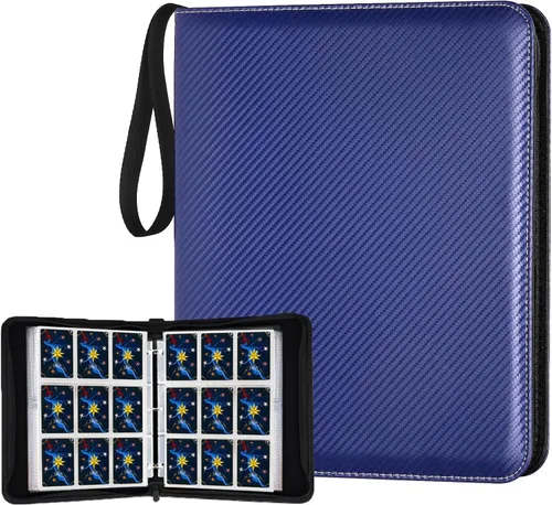 Miniatura 17 de GERMUN Carpeta de 4 bolsillos para tarjetas, carpeta de tarjetas de intercambio con cremallera premium, carpeta de colección de tarjetas de 400 4