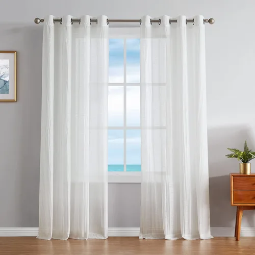 Miniatura 9 de Nautica - Cordelia - Cortina transparente aplastada Cortinas para ventana Cortinas ligeras Juego de 2 paneles Transparente Cabecera