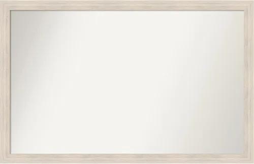 Miniatura 506 de Amanti Art Espejo de baño blanco para sobre el fregadero, 30 x 35 pulgadas, espejo de tocador rectangular estrecho de Eva de oro blanco, marco