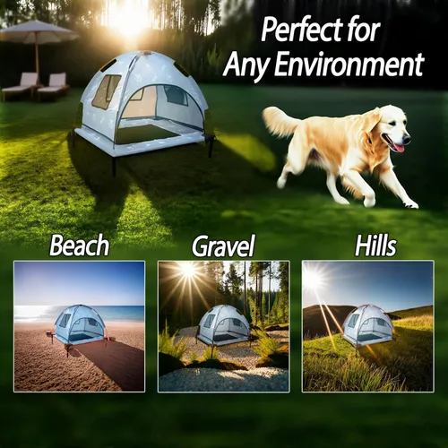 Miniatura 4 de Cama elevada para perros – 36 x 36 x 30 pulgadas – Tumbona para perros pequeños y grandes (hasta 110 libras) – Portátil y duradera – Refrigeración