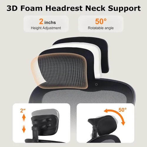 Miniatura 7 de Silla de oficina ergonómica de escritorio, cómoda altura ajustable con ruedas, soporte lumbar de malla giratoria para computadora, silla de oficina