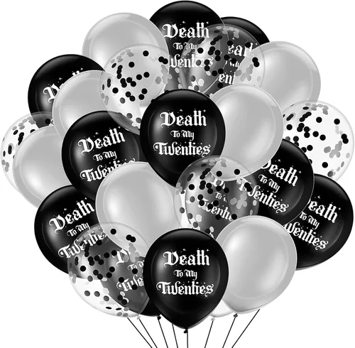 Sanwuta 100 globos rasgados de cumpleaños de 12 pulgadas para hombres, mujeres y mujeres, decoraciones de cumpleaños (gris, negro con purpurina,