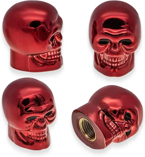 Miniatura 26 de 4 tapones de válvula de neumático estilo calavera, con anillo de goma O, cubiertas universales de vástago de válvula de neumático de núcleo de cobre