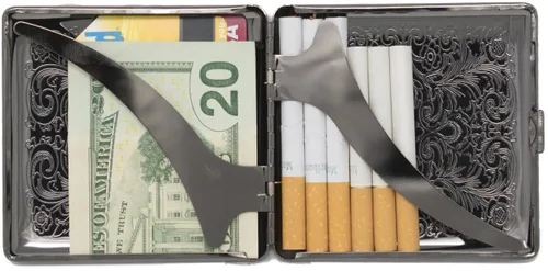 Miniatura 5 de Black Victorian Scroll (Full Pack Kings) Caja de cigarrillos chapada en metal y caja de almacenamiento