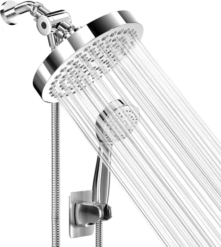Cabezal de ducha con combinación manual, cabezal de ducha de alta presión tipo lluvia de 6 pulgadas con manguera manual de 70 pulgadas para baño -