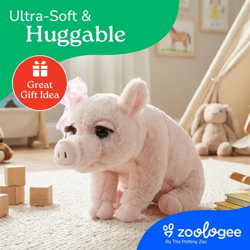 Miniatura 6 de The Petting Zoo, Lash'z - Peluche de cerdo, regalos para niñas, juguete de peluche de cerdo de 12 pulgadas