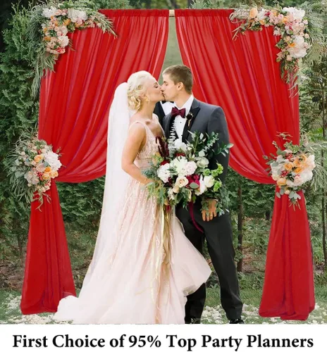 Miniatura 3 de DUOBAO Cortina de gasa roja, 2 paneles de 29 x 96 pulgadas, cortinas de fondo de boda, cortinas de playa para sala de estar, ventana de gasa