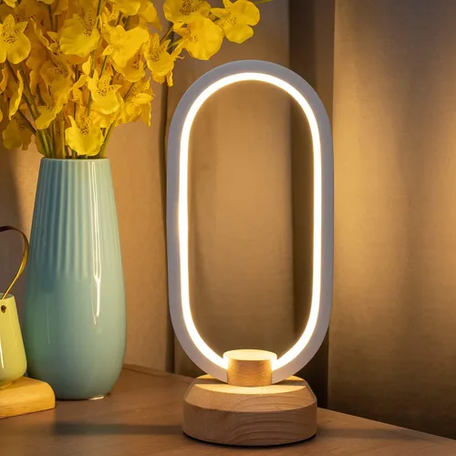 Miniatura 8 de LONRISWAY Lámpara de escritorio moderna lámpara de mesa de madera LED, luz de noche de noche de noche, iluminación LED regulable, decoración