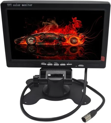 Monitor de 17,8 cm de alta resolución TFT Color LCD para visión trasera del coche, soporte giratorio de la pantalla y 2 entradas AV (Monitor LCD de