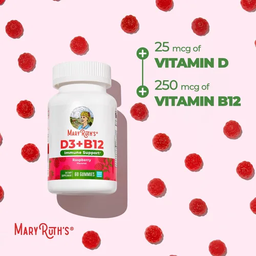 Miniatura 7 de MARYRUTH'S Gomitas de vitamina D3 + B12 para mayores de 4 años Sin azúcar Salud ósea Apoyo inmunológico Metabolismo energético Función