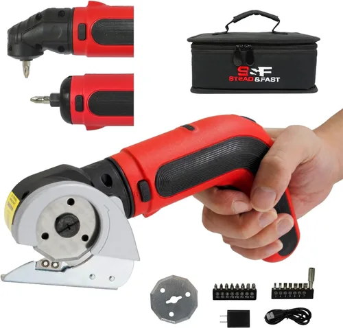 S&F STEAD & FAST Cortador eléctrico de caja 4V, tijeras eléctricas inalámbricas para cartón, cortador de energía con estuche para manualidades,