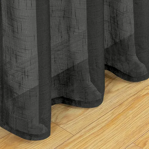 Miniatura 7 de BGment Juego de 2 paneles de cortinas de lino traslúcidas negras para sala de estar, cortinas semitransparentes de 84 pulgadas de largo