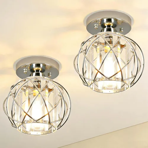 Miniatura 13 de Lámparas de techo para pasillo, montaje empotrado, E26, iluminación de techo con candelabro pequeño de cristal, iluminación interior para vestíbulo