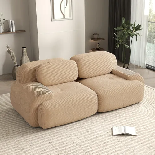 Miniatura 93 de Sofá biplaza moderno de 80 pulgadas para sala de estar, sofá de pana en forma de nube con asiento profundo, sofá modular negro, sofás de dos plazas