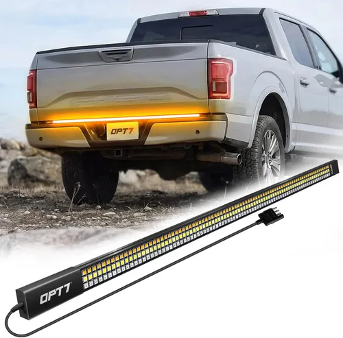 OPT7 - Barra de luz LED Redline de triple fila para puerta trasera de 152 cm con señal de giro ámbar secuencial, marco rígido de aluminio –