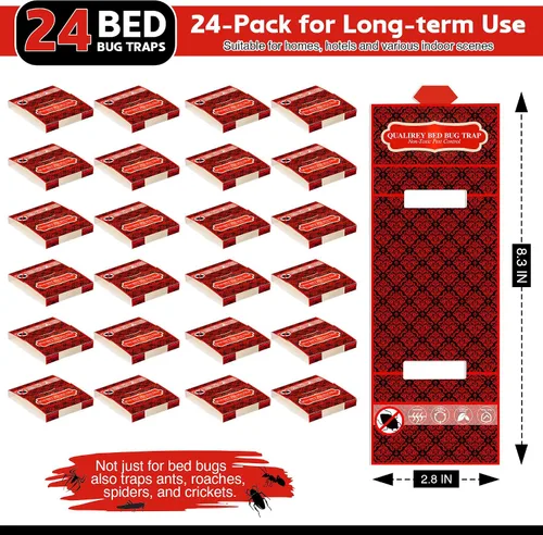 Miniatura 8 de Qualirey Paquete de 24 trampas para insectos de cama, detector de chinches no tóxico para patas de cama, interceptores de chinches atraen chinches