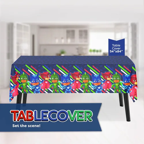 Miniatura 3 de PJ Masks - Juego de suministros para fiesta de cumpleaños, decoración, cubierta de mesa, platos, vasos, servilletas y botón para 16 invitados, niños