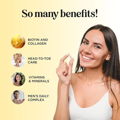 Miniatura 3 de Biotin 10000mcg y suplemento de colágeno – Suplemento para el crecimiento del cabello con palma enana americana para mujeres y hombres – Cola
