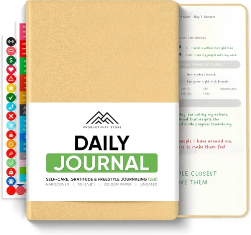 Miniatura 11 de El mejor diario diario para hombres y mujeres, gratitud, manifestación y diario guiado con indicaciones para el crecimiento personal (A5, azul)