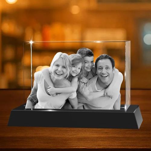 Miniatura 23 de Regalos de foto 3D de cristal personalizados con láser grabados en 3D, marcos de foto personalizados de cristal para aniversario, cumpleaños, boda