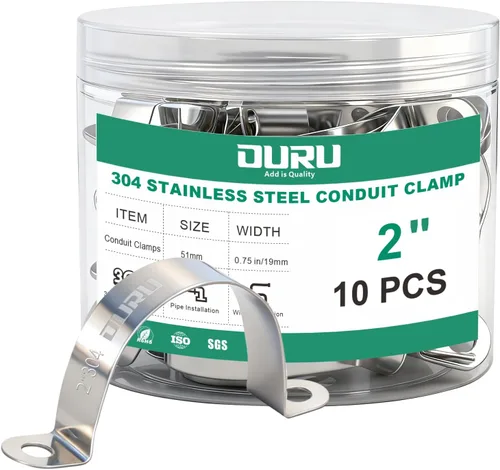 Miniatura 18 de OURU 30 abrazaderas de conducto de 1 pulgada de acero inoxidable 304, abrazadera de tubo de metal rígido en U, correa de tubo de 2 agujeros