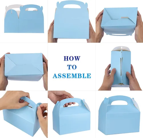 Miniatura 7 de DjinnGlory Paquete de 36 Cajas Pequeñas Azules de Obsequios para Fiestas, Cajas Gable, Cajas de Regalo de Papel para Baby Shower, Cumpleaños, Fiesta