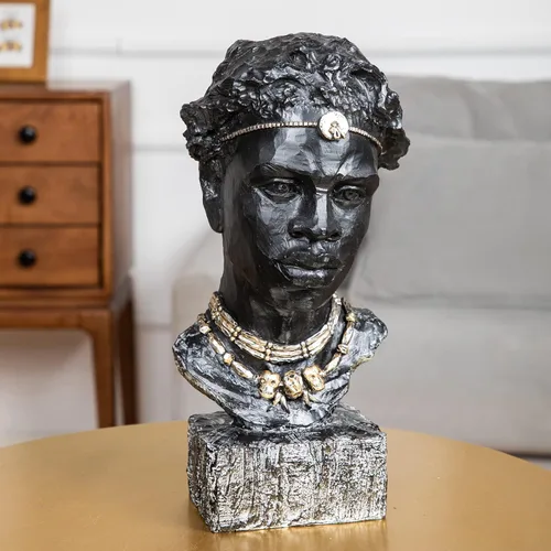 Miniatura 3 de Leekung Figura de resina de escultura africana, decoración del hogar hecha a mano, 12.2 x 6.3 x 4.3 pulgadas, color negro
