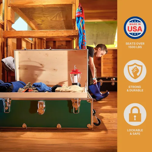 Miniatura 6 de Rhino Trunk & Case Maletero grande con ruedas extraíbles y bandeja de madera dura, camarero de campamento de verano, baúl universitario, baúl