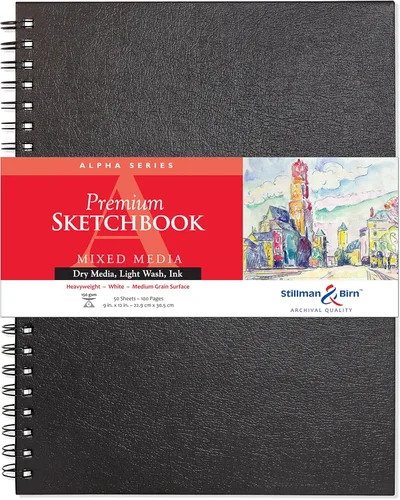 Miniatura 4 de Stillman & Birn Alpha Series - Cuaderno de bocetos encuadernado con alambre, 6 x 8 pulgadas, 5.29 oz/m² (pesado), papel blanco, superficie de grano