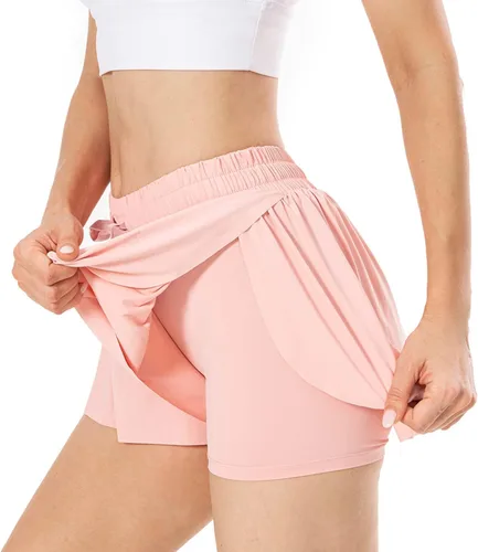 Miniatura 3 de Pantalones cortos fluidos, 2 en 1, con diseño de mariposa, pantalones cortos atléticos de cintura alta para mujer, entrenamiento, ciclismo, correr