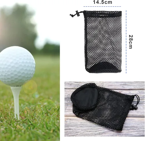Miniatura 3 de SING F LTD Bolsa de almacenamiento para pelotas de golf, bolsa de malla de nailon para 48-56 pelotas - Cierre de cordón - Negro