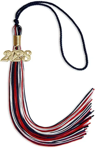 Miniatura 133 de Endea Graduation Borla mixta de triple color con gota de fecha dorada (negro/dorado/blanco, 2021)