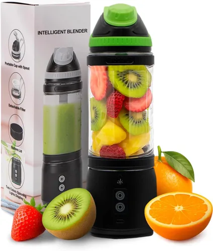 Miniatura 9 de Licuadora recargable para batidos de 23.7 fl oz - Mini licuadora de viaje personal portátil para batidos con seis cuchillas de acero inoxidable