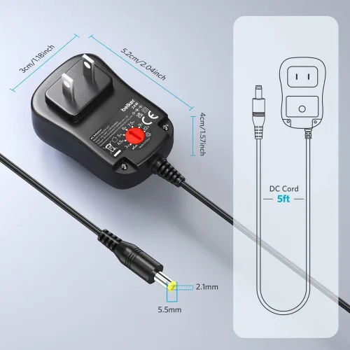 Miniatura 5 de Belker Fuente de adaptador de alimentación universal de CA CC de 24 W, 3 V, 4.5 V, 5 V, 6 V, 7.5 V, 9 V, 12 V, con 8 puntas para tira de luz LED