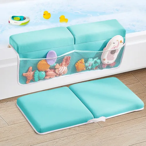 Miniatura 9 de Juego de rodilleras y codos de baño para bebé, almohadilla gruesa y suave de secado rápido para la hora del baño del bebé, espuma viscoelástica Azul
