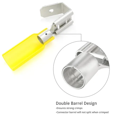 Miniatura 5 de Wirefy 90 conectores de pala termorretráctiles – Conectores de alambre de 3 vías – Conectores de doble pala – Terminales de desconexión rápida