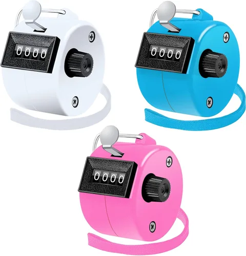 Miniatura 7 de Clicker Contadores de números de 4 dígitos con cuerda de muñeca, contador mecánico de palma, contador de tono para fila deportiva, entrenamiento