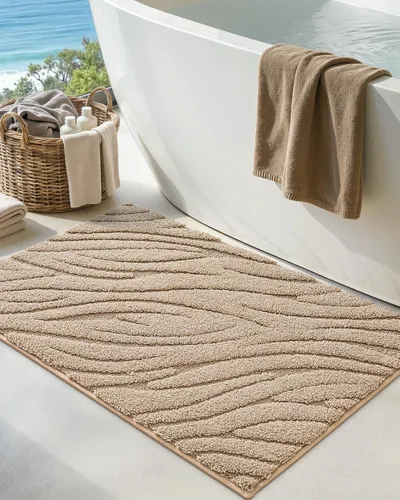 Miniatura 25 de DEXI - Alfombras de baño de 16"x24", alfombras antideslizantes para el suelo del baño, alfombra de baño ultrasuave y absorbente para la ducha, Beige